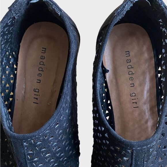 Madden Girl High Heel Ankle Booties Size 9 Black Perforated Open Toe Zipper - Picture 11 of 15